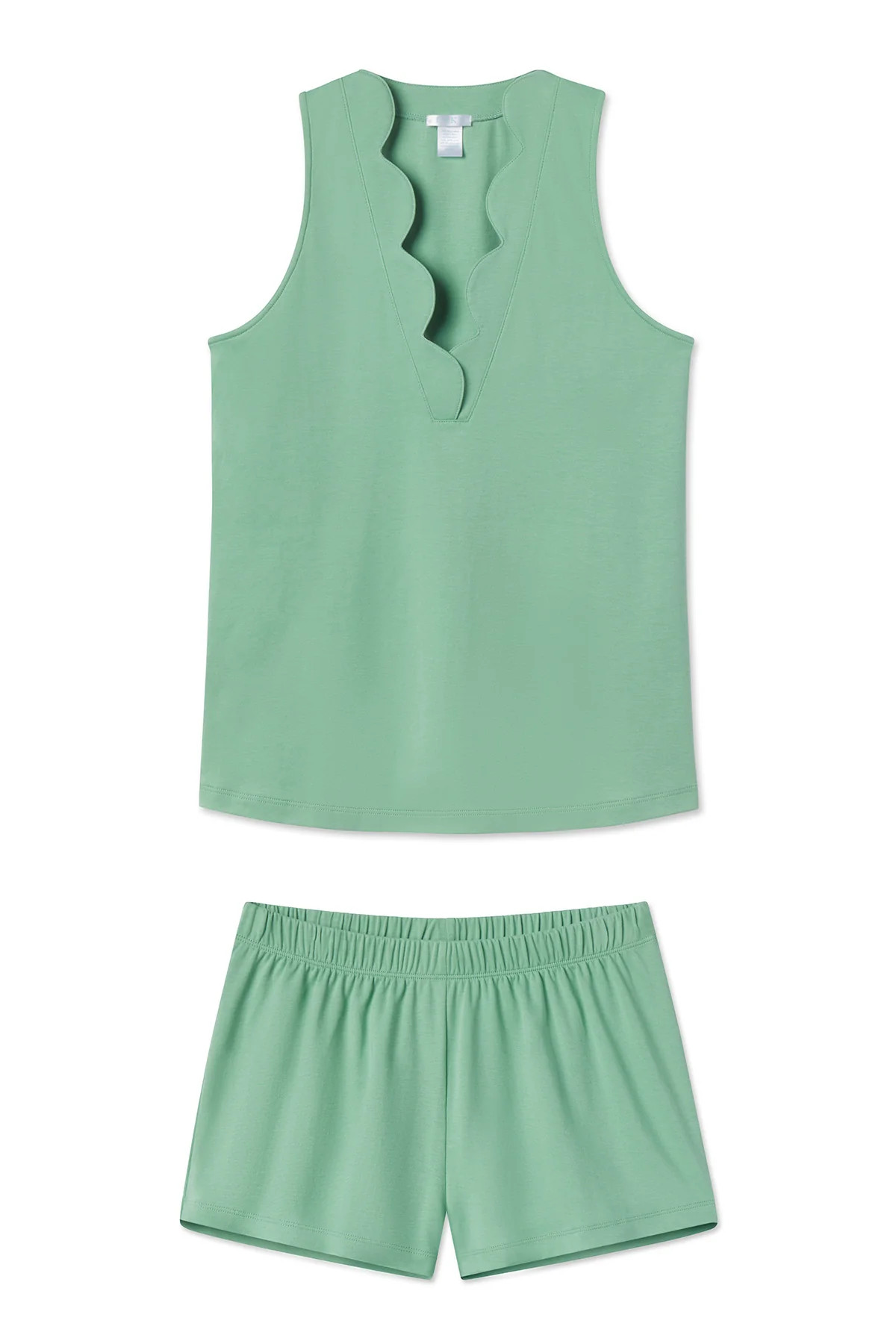 Pima Scallop Shorts Set in Meadow | Lake Pajamas