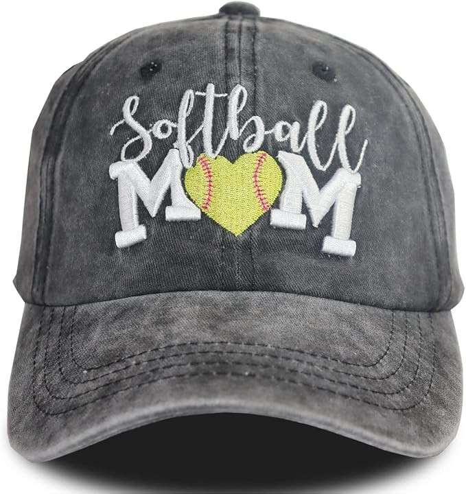 Distressed Baseball Cap for Women, Softball Mom Adjustable Washed Embroidered Sun Hat | Amazon (US)