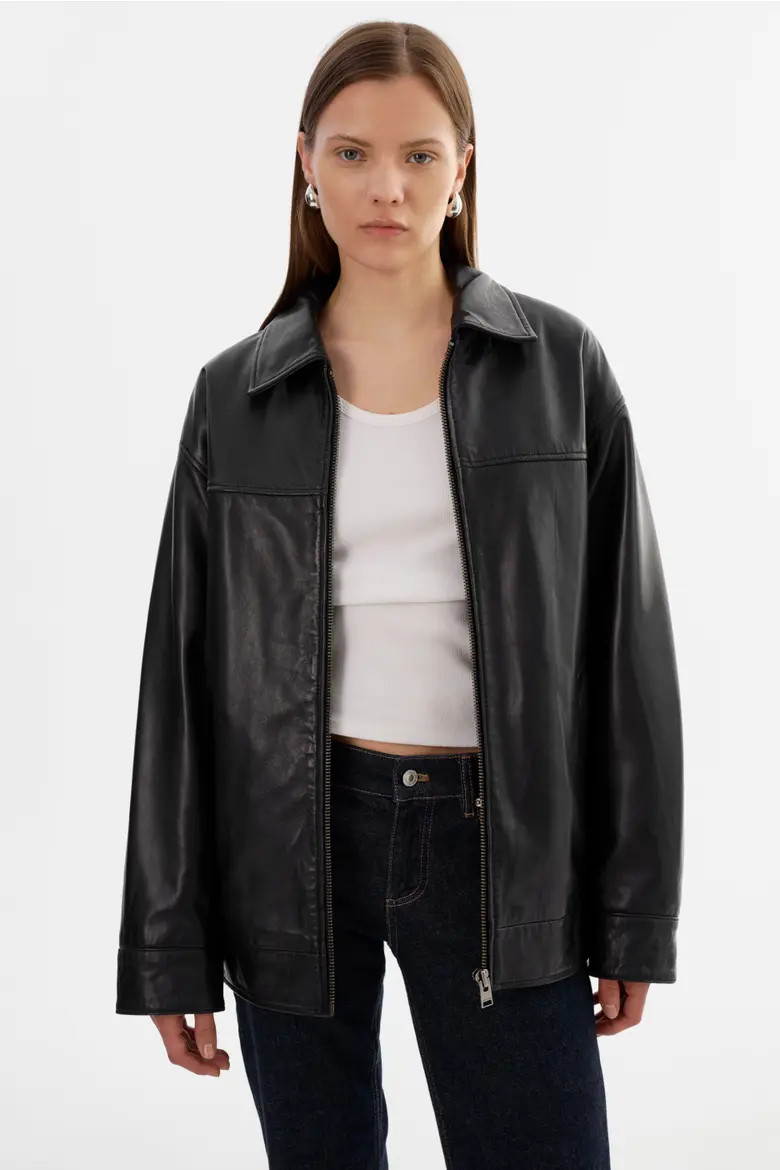 THEIA | Leather Bomber Jacket (Women) | Nordstrom | Nordstrom