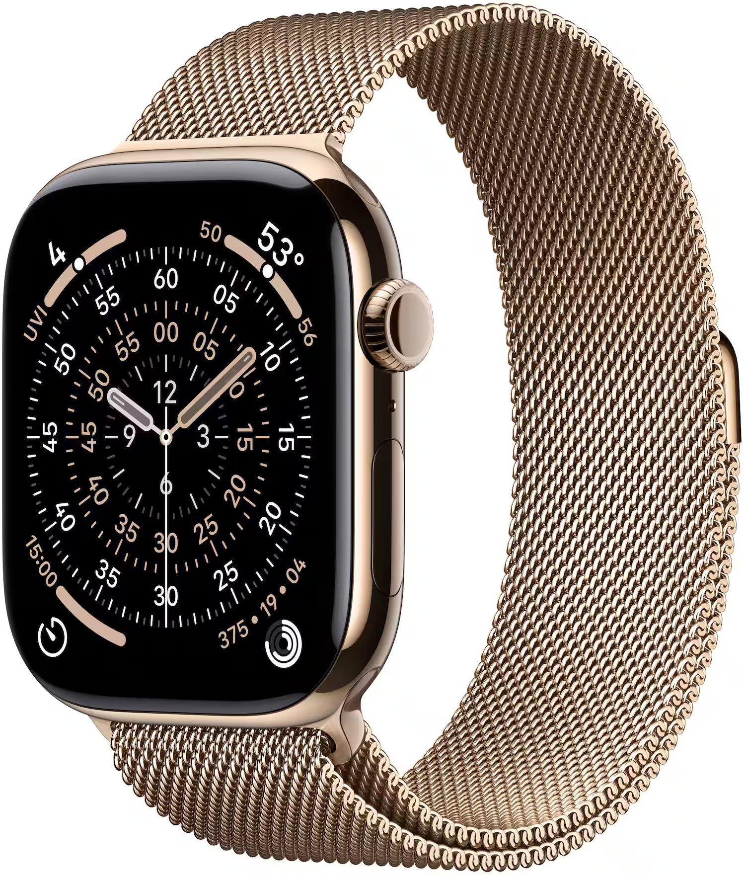 Apple Watch Series 11 (GPS+Cellular) 46mm Titanium Case with Gold Milanese Loop - S/M - Gold - (2025) | Best Buy U.S.