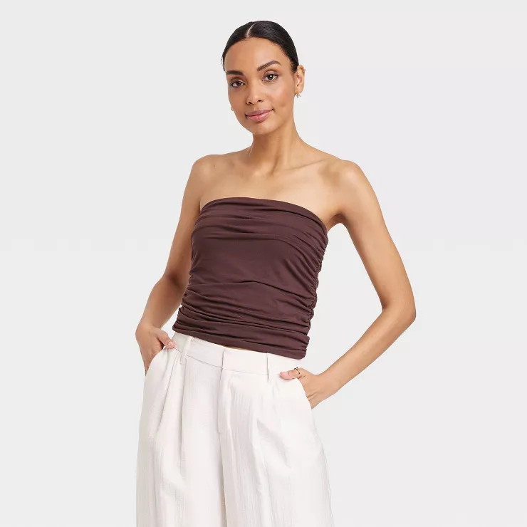 Women's Slim Fit Ruched Tube Top - A New Day™ | Target