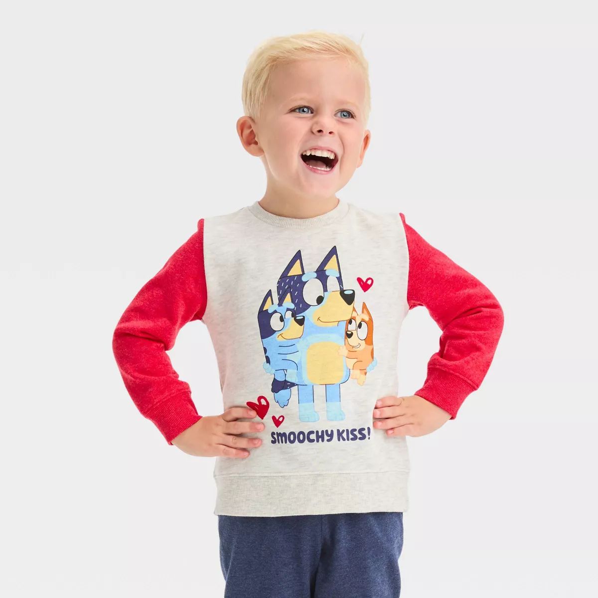 Toddler Bluey Bingo Valentine's Day Fleece Pullover Sweatshirt - Beige | Target