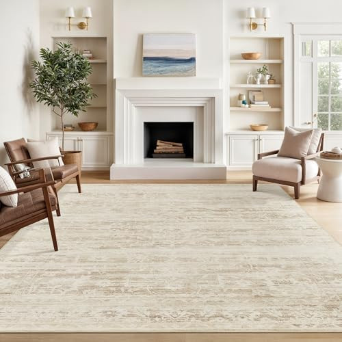 8x10 Area Rugs for Living Room, Stain Resistant Neutral Washable Rugs for Dining Room, Floral Vin... | Amazon (US)