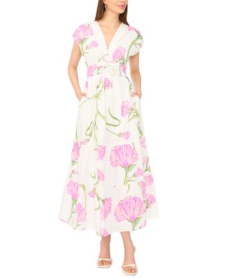 Women's V-Neck Tie Waist Maxi Dress | Macy's