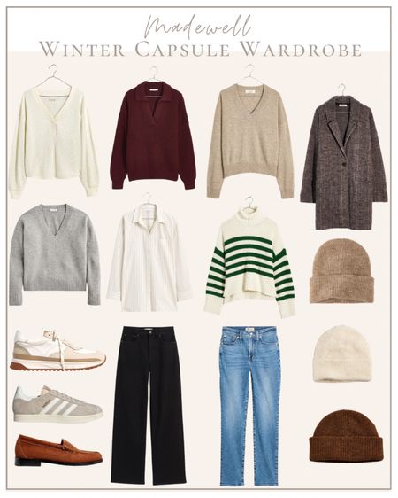 Madewell capsule wardrobe for the winter season. Holiday Outfits, Thanksgiving Outfit, Holiday Dress, Holiday Party Outfit, sweater, Madewell, adidas, winter coat, jeans, beanie, tennis shoes, neutral outfits, capsule wardrobe 

#LTKCyberWeek #LTKSeasonal #LTKHoliday