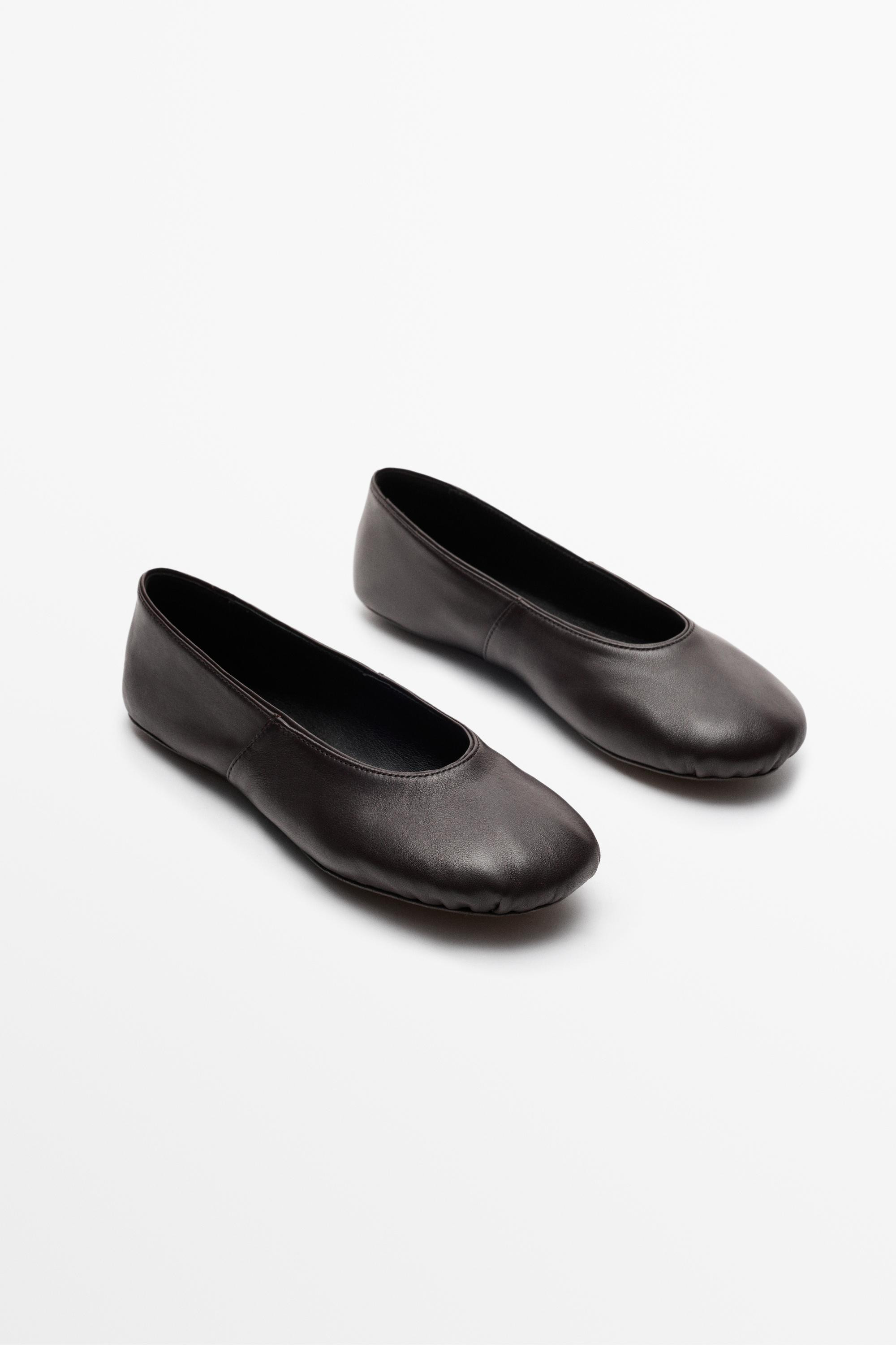 Soft leather ballet flat | Massimo Dutti UK
