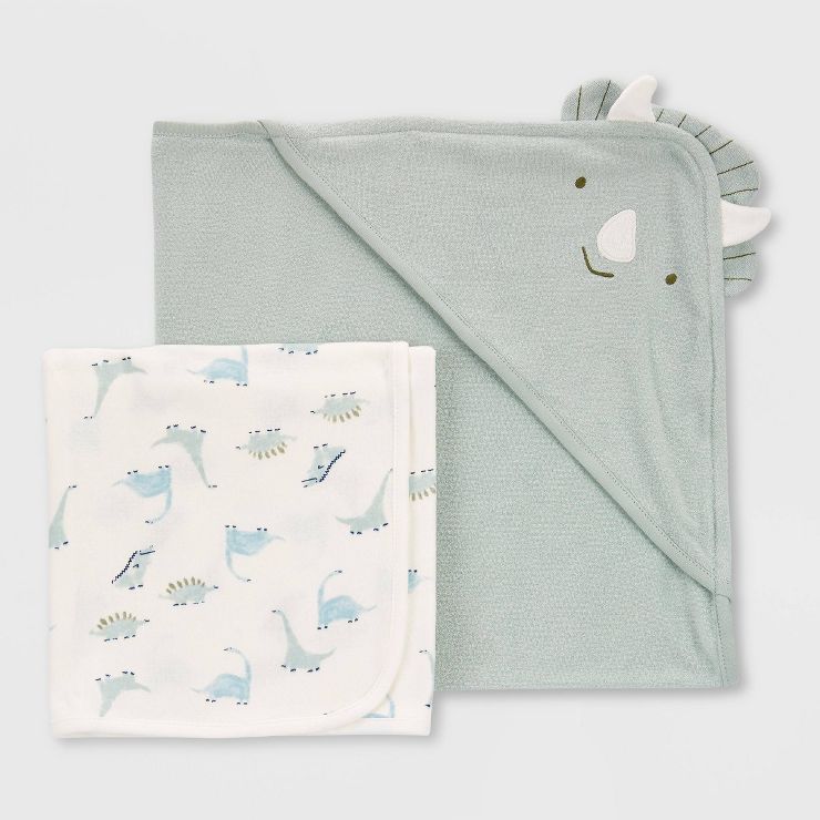 Carter's Just One You® Baby Boys' Dino Hooded Bath Towel - Sage Green | Target