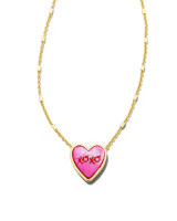 XOXO Gold Pendant Necklace in Hot Pink Mother-of-Pearl | Kendra Scott | Kendra Scott
