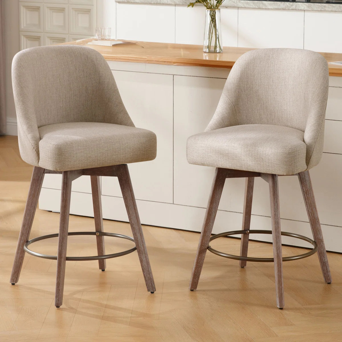 Mangu Upholstered Swivel Stool  (Set of 2) | Wayfair North America