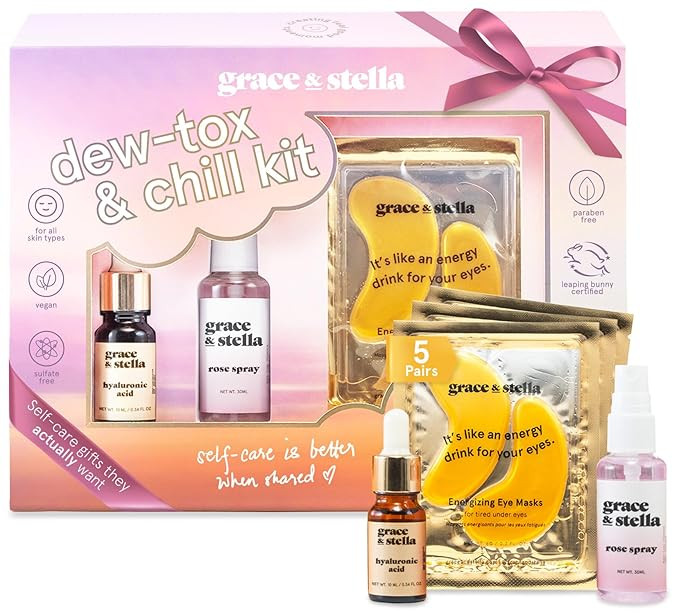 grace & stella Dew-Tox & Chill Skincare Gift Set - Christmas Stocking Stuffer with Gold Eye Masks... | Amazon (US)