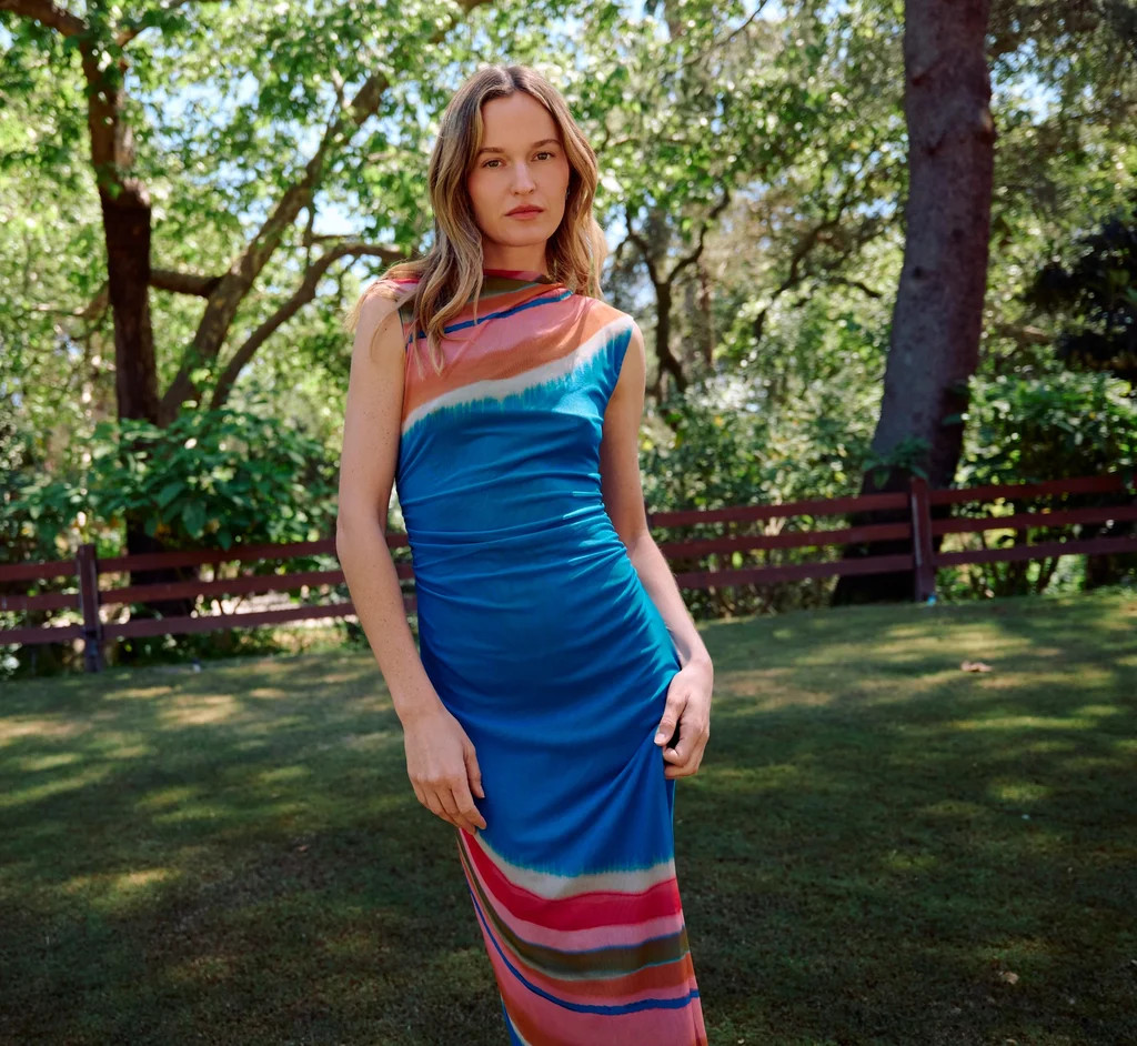 Carrie Midi Dress | Watercolor Stripe | Cleobella