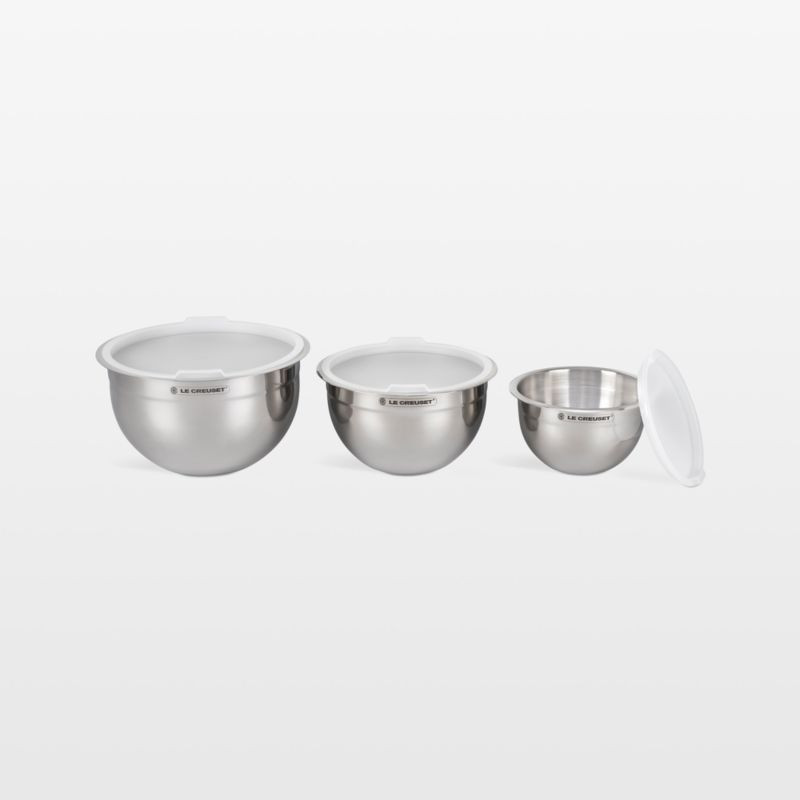 Le Creuset Stainless Steel Nested Mixing Bowl, Set of 3 + Reviews | Crate & Barrel | Crate & Barrel