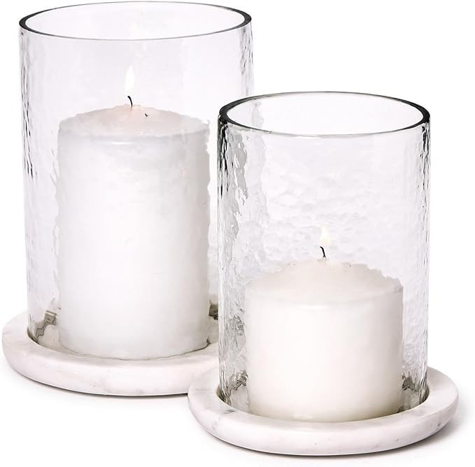 Two's Company Marble Tabletop Hurricane Candle Holder, Glass, Set of 2 | Amazon (US)