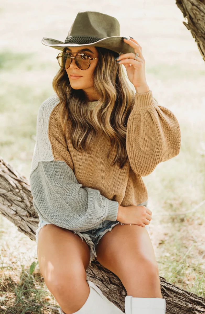 Arizona Sky Sand Color Block Inverted Seam Sweater | Apricot Lane Boutique