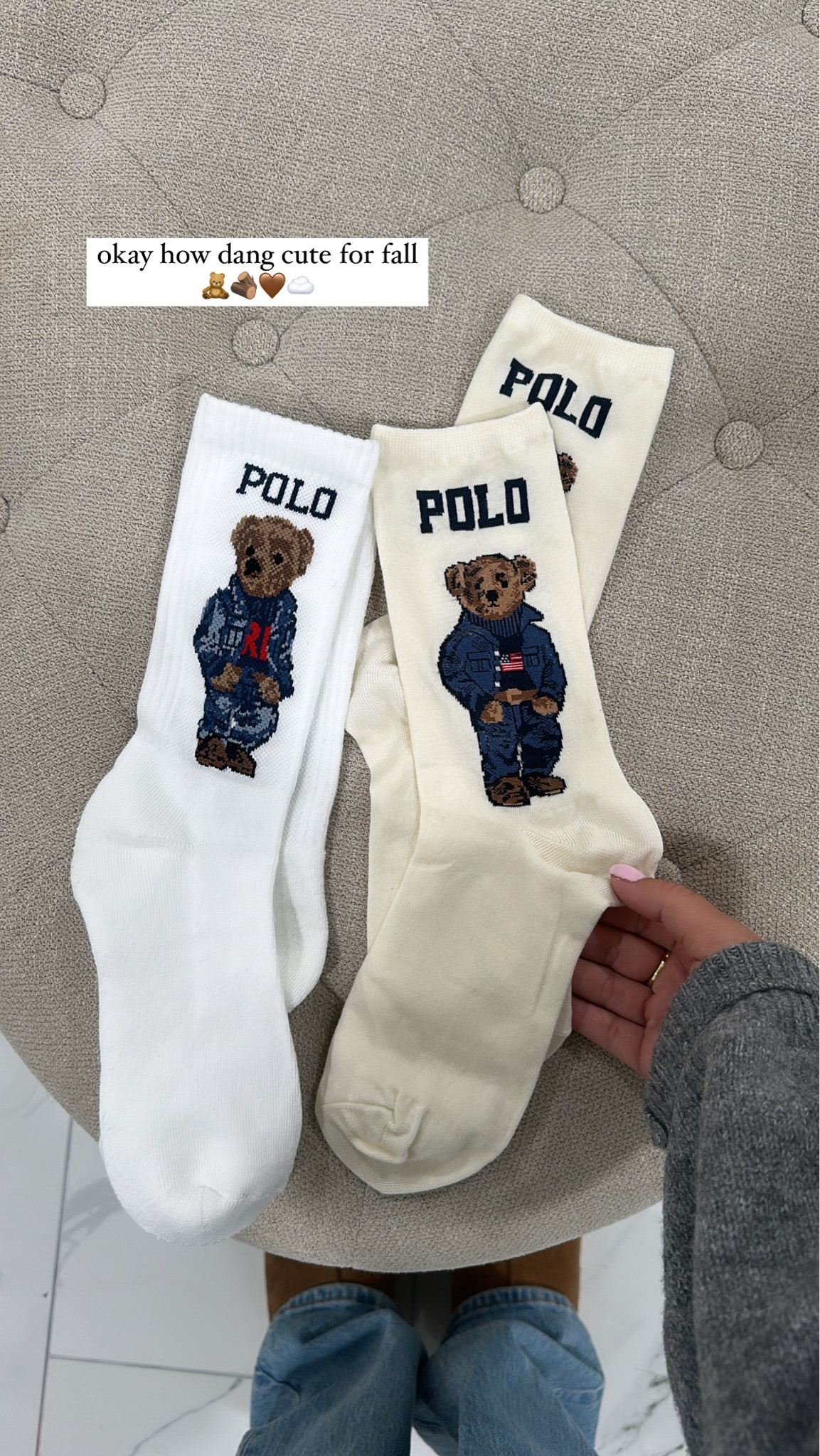 Cutest Ralph Lauren Bear socks- perfect for fall 🧸🤎☁️