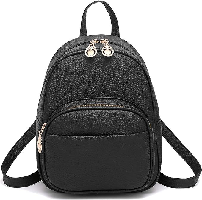 Barsine Teen Girl Small Bag PU Leather Multiple Zipper Pockets Mini Backpack Purse | Amazon (US)