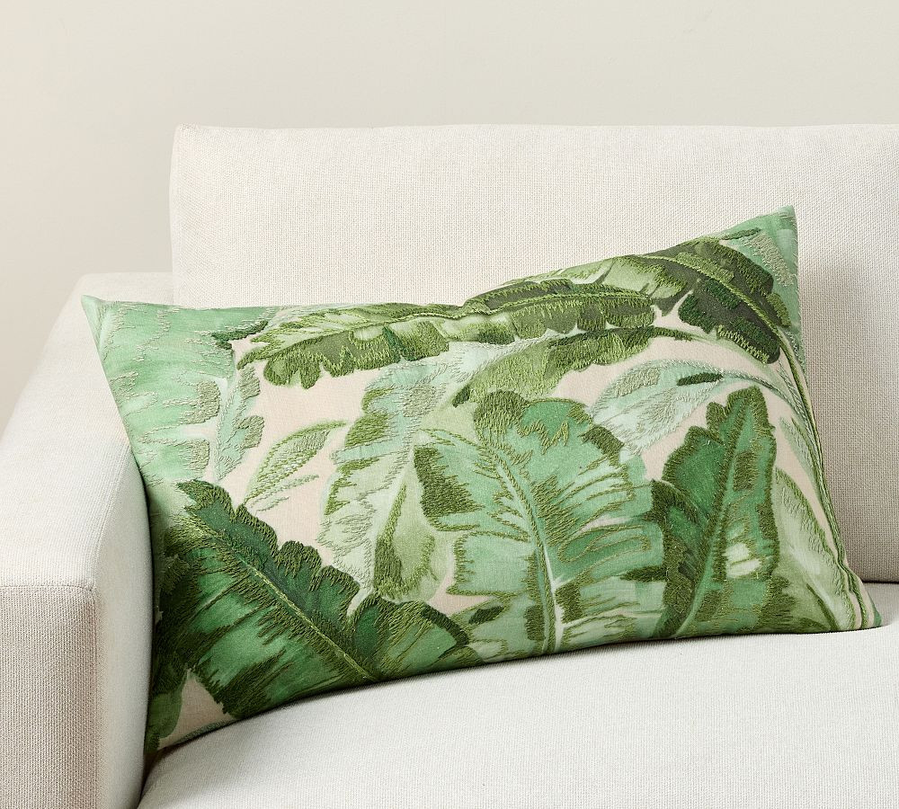 Vintage Islands Palm Embroidered Lumbar | Pottery Barn (US)