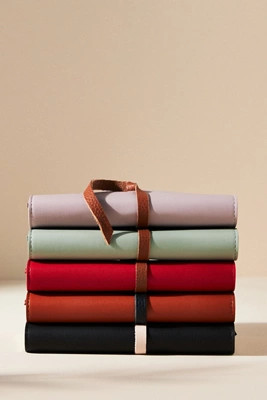 Monogram Faux Leather Wrap Lined Journal | Anthropologie (US)