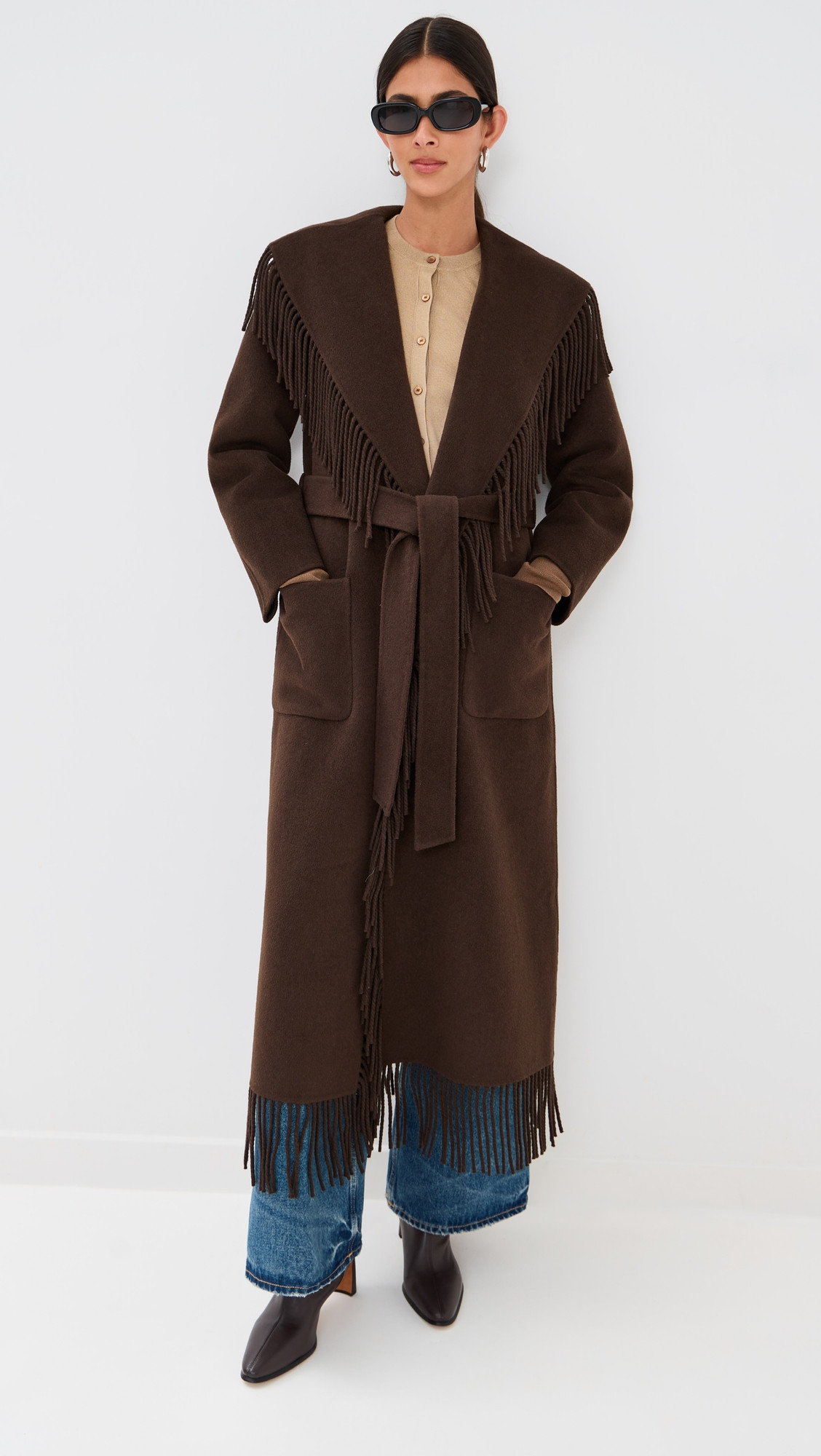 Carrie Fringe Robe Coat - Chocolate | Shopbop