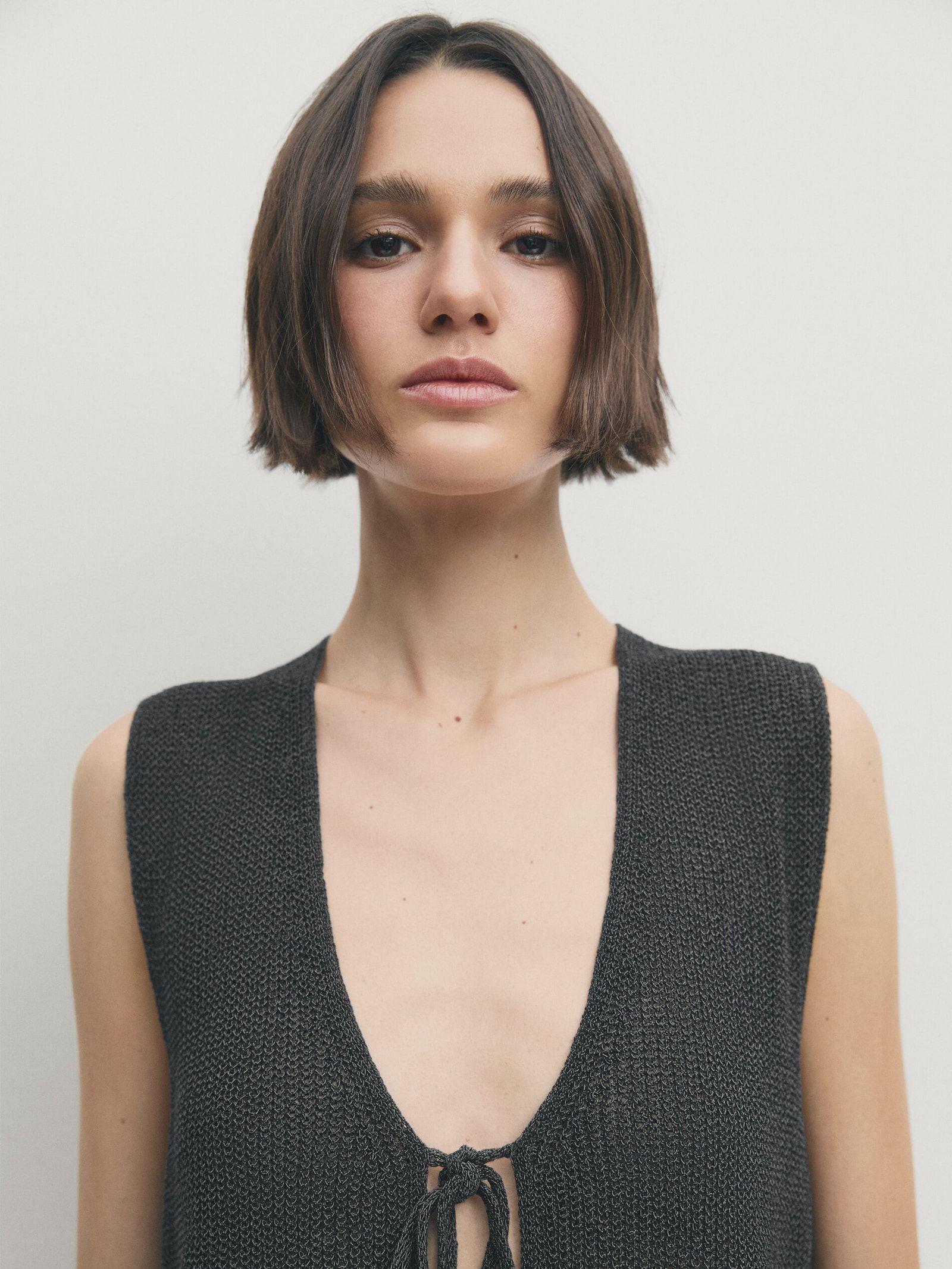 Knit vest with tie details | Massimo Dutti (US)