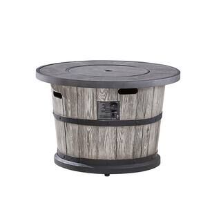 Hampton Bay Bromo 36 in. x 24 in. Round MGO Liquid Propane Fire Table in Distressed Gray-Bromo 36... | The Home Depot