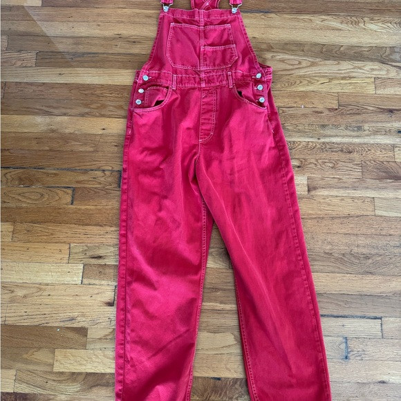 We The Free Red Denim Overalls - size L | Poshmark