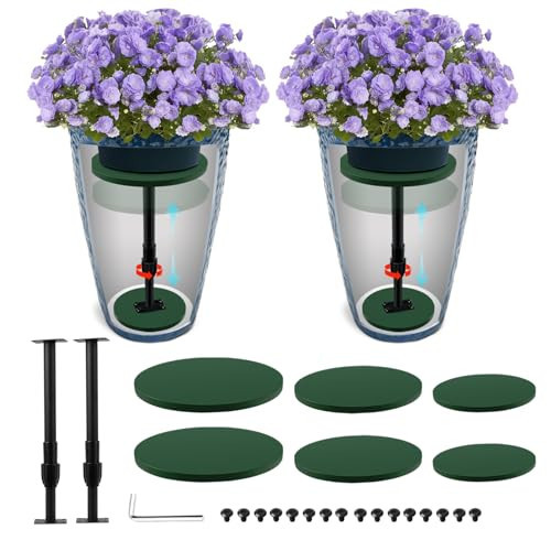 Axcoix 2 Pack Adjustable Height Plant Risers for Inside Pots, 12-21" Planter Inserts for Large Pots, Pot Fillers for Tall Square Round Taper Planters (6" 8" 10" Base or Top) | Amazon (US)