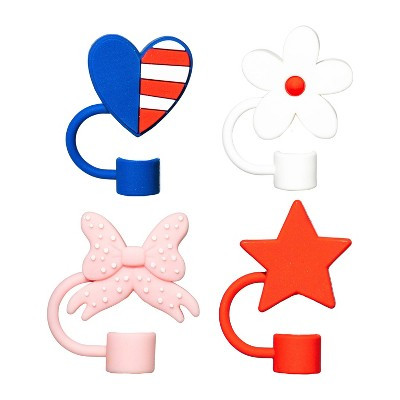 CharCharms 4pk 4th of July Girly Straw Toppers | Target