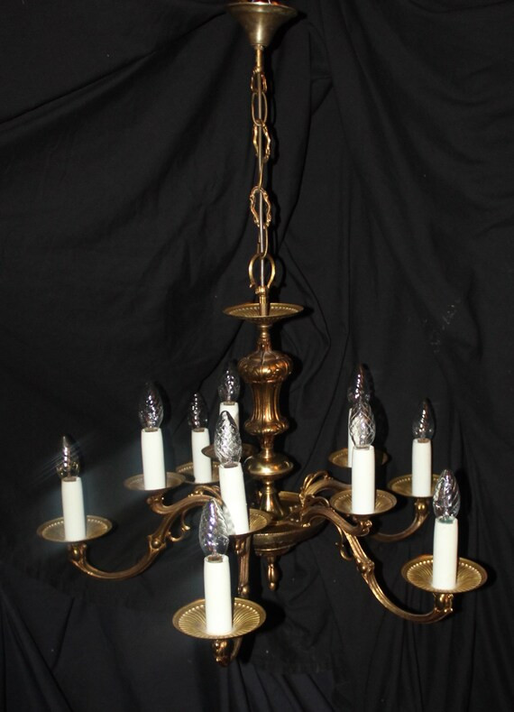 Vintage  Brass Chandelier,  2 tier 10 light  Ceiling Light  Ref: EDC16 | Etsy (CAD)
