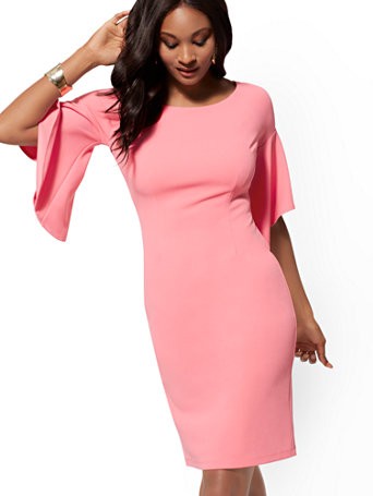 Cape-Sleeve Sheath Dress - Magic Crepe | New York & Company