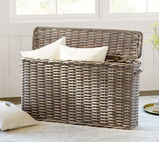 Aubrey Handwoven Oversized Lidded Basket | Pottery Barn (US)