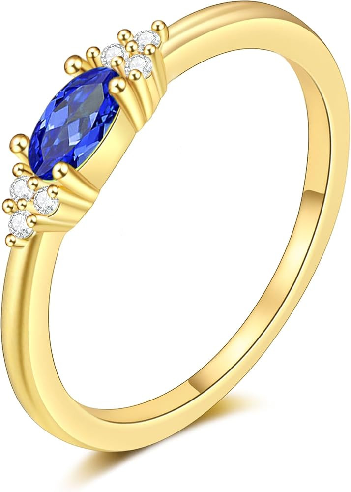 FUNEIA Gold Birthstone Rings for Women Non Tarnish Trendy Stackable Gold Rings that Don't Tarnish... | Amazon (US)