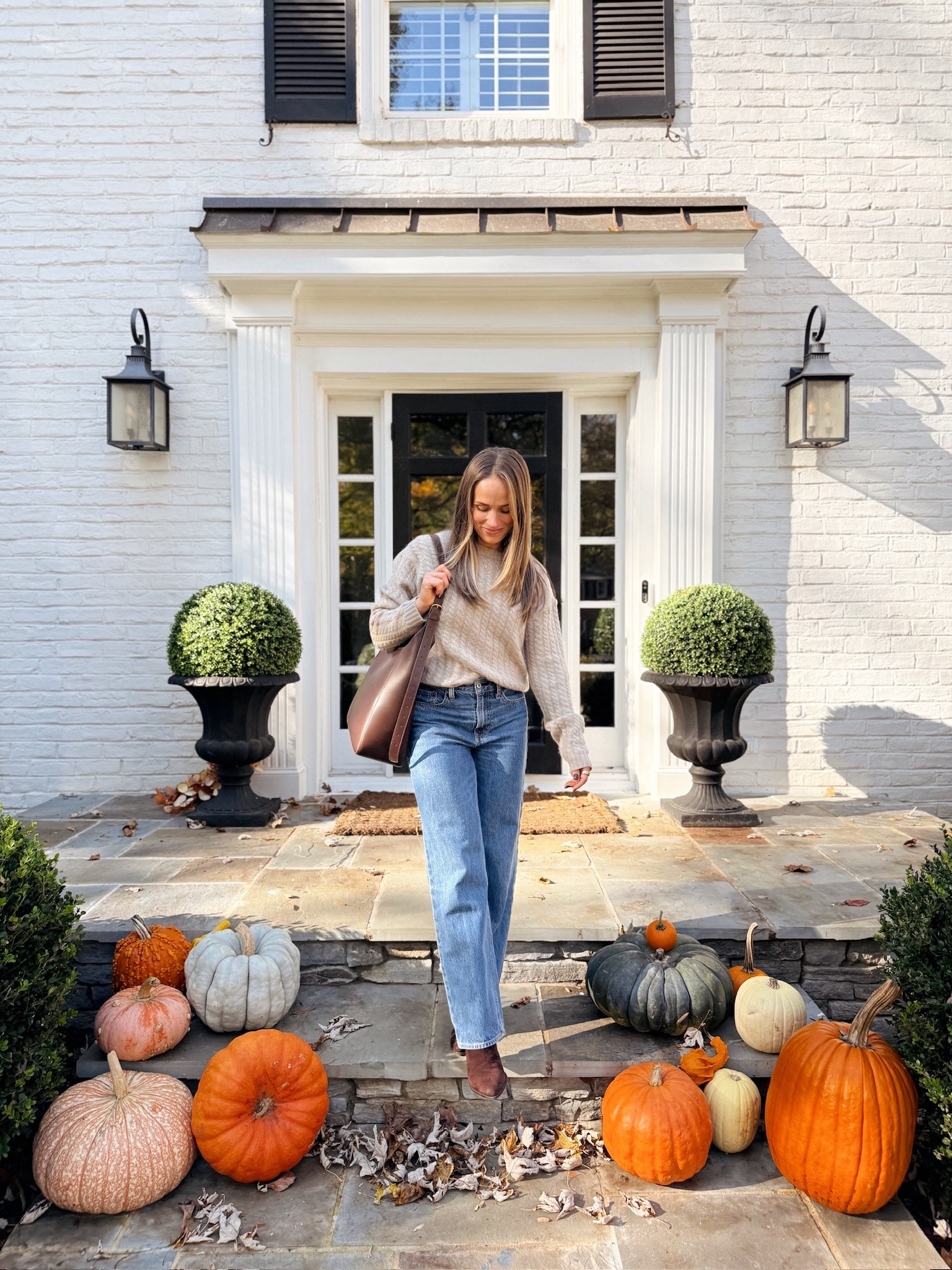 Thanksgiving outfit
Cream cable knit sweater
Medium wash wide leg jeans
Brown leather tote 
Brown suede booties 

#LTKSeasonal #LTKStyleTip #LTKHoliday