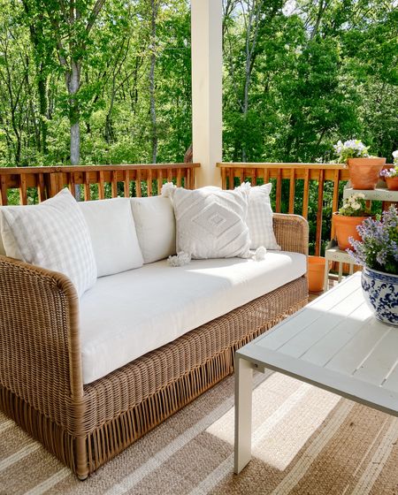 Our outdoor wicker sofa is currently on major sale - 40% off! It’s a great size for a smaller decor or porch. Very comfortable and we’ve been able to clean it easily (ours is under a covered deck). 

#LTKsalealert #LTKhome