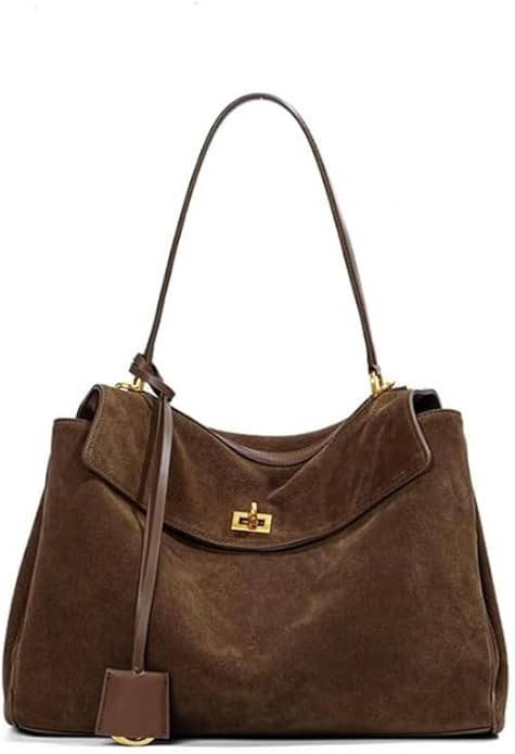 Genuine Leather Large Capacity Single Shoulder Handbag Underarm Bag Suede Nubuck Cowhide Tote Bag | Amazon (US)