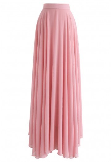 Timeless Favorite Chiffon Maxi Skirt in Pink | Chicwish