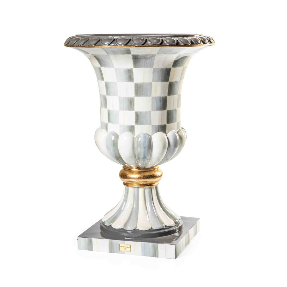Sterling Check Pedestal Urn | MacKenzie-Childs
