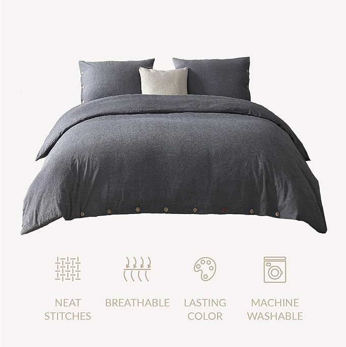 EXQ Home Cotton Grey Duvet Cover Set Twin Size 2 Pcs, Super Soft Bedding Vintage Comforter Cover ... | Amazon (US)