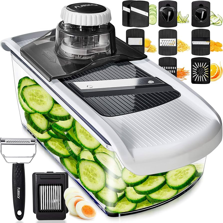 Fullstar 11 in 1 Mandoline Slicer, Vegetable Slicer & Cheese Grater | Kitchen Gadgets with Peeler... | Amazon (US)