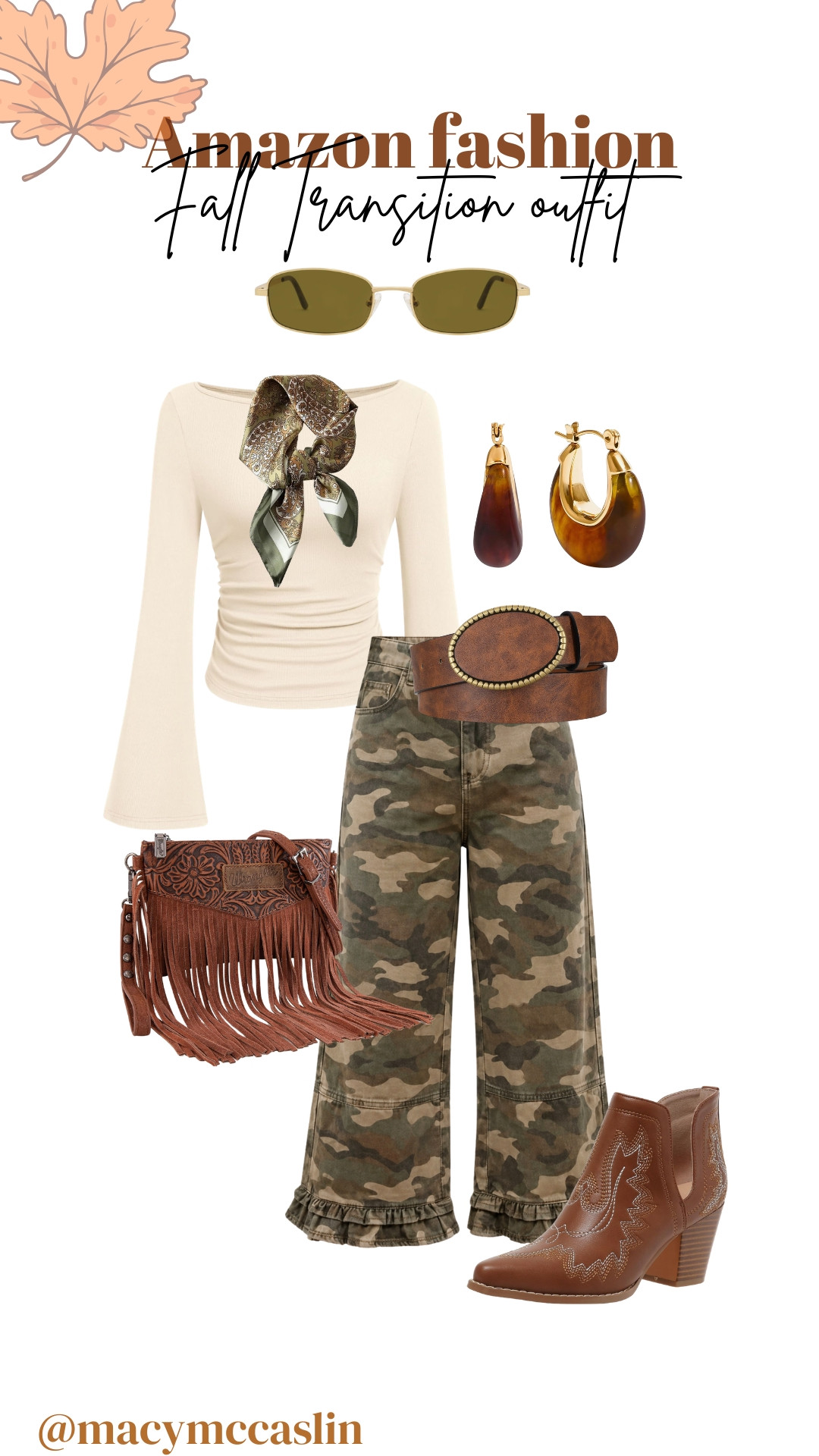 Stylish and comfy fall outfit! Camo pants and a long-sleeve top with these statement pieces. 🍂👢 #AmazonStyle #FallFashion 

 #LTKootd #LTKSeasonal #LTKSaleAlert