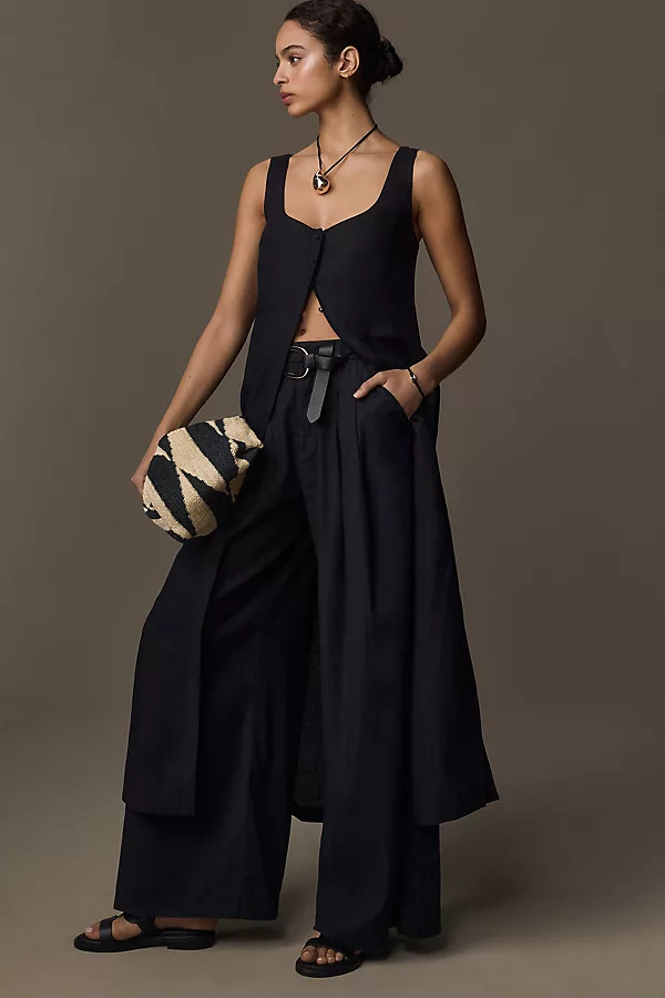 By Anthropologie Sleeveless Flyaway Linen Tunic Vest | Anthropologie (US)