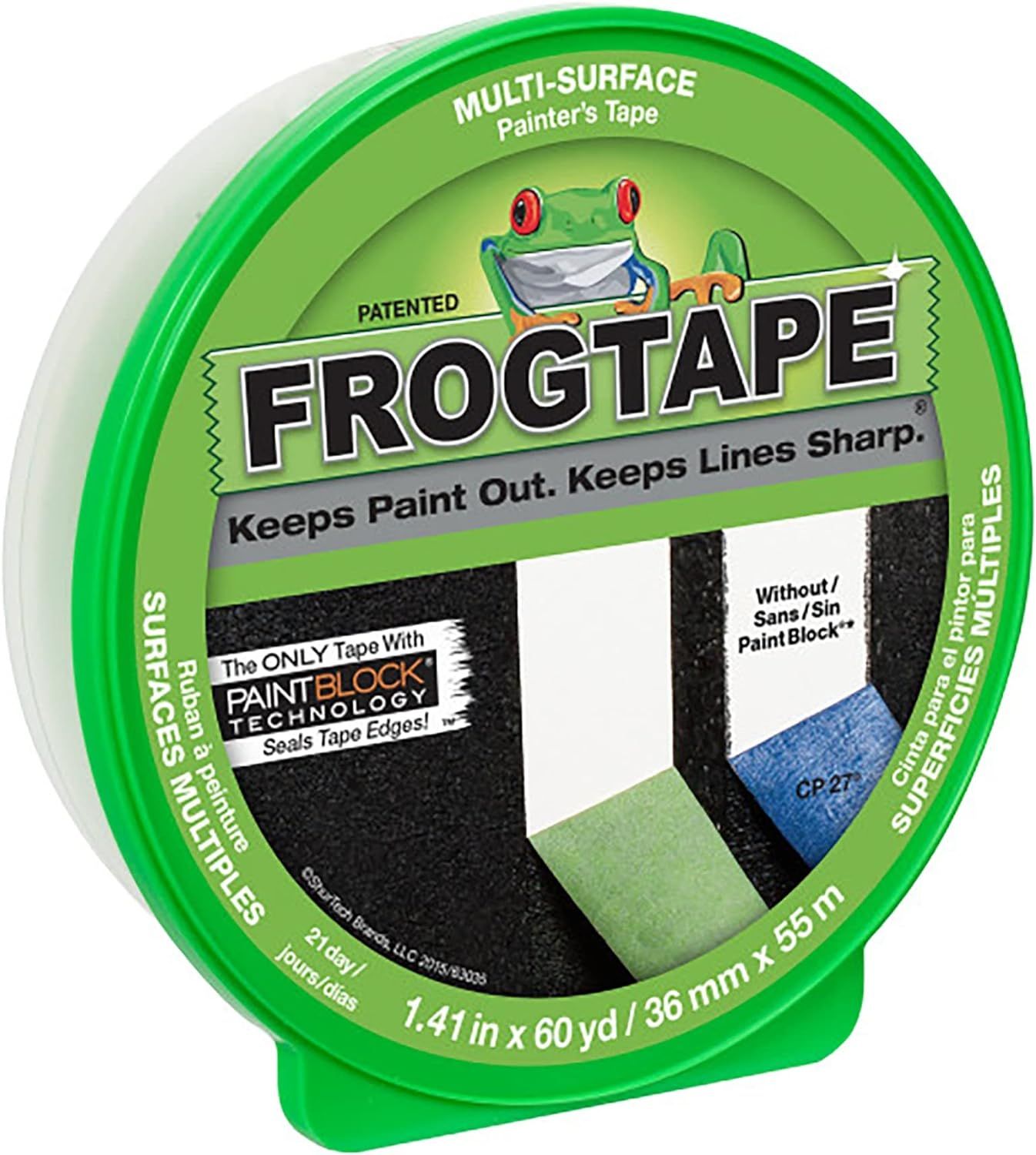 Duck FrogTape Multi-Surface Painting Tape, 1-7/16" x 2160", Green | Amazon (US)