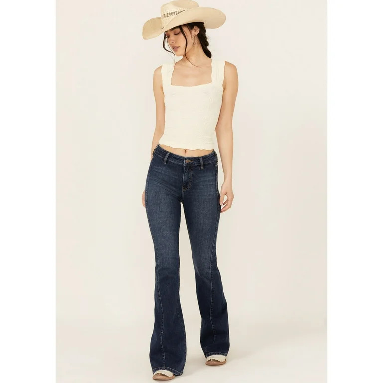 Shyanne Women's Dark Wash Delaney Flare Stretch Denim Jeans Dark Wash 28W x 34L | Walmart (US)