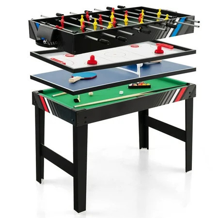 Costway 4-in-1 Combo Game Table 49" Foosball with Pool Billiards Air Hockey Table Tennis | Walmart (US)