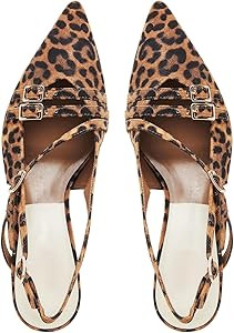 CORNMOOD Slingback Kitten Heels for Women Stiletto Heels Pointed Toe with Buckle Strap Heeled San... | Amazon (US)
