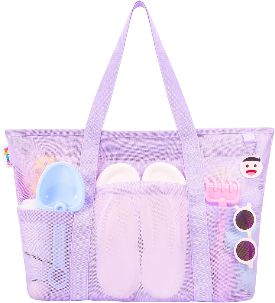 Tagitary Mesh Beach Bag with Zipper Large Beach Tote Waterproof Sandproof with 8 Pockets for Toys... | Amazon (CA)