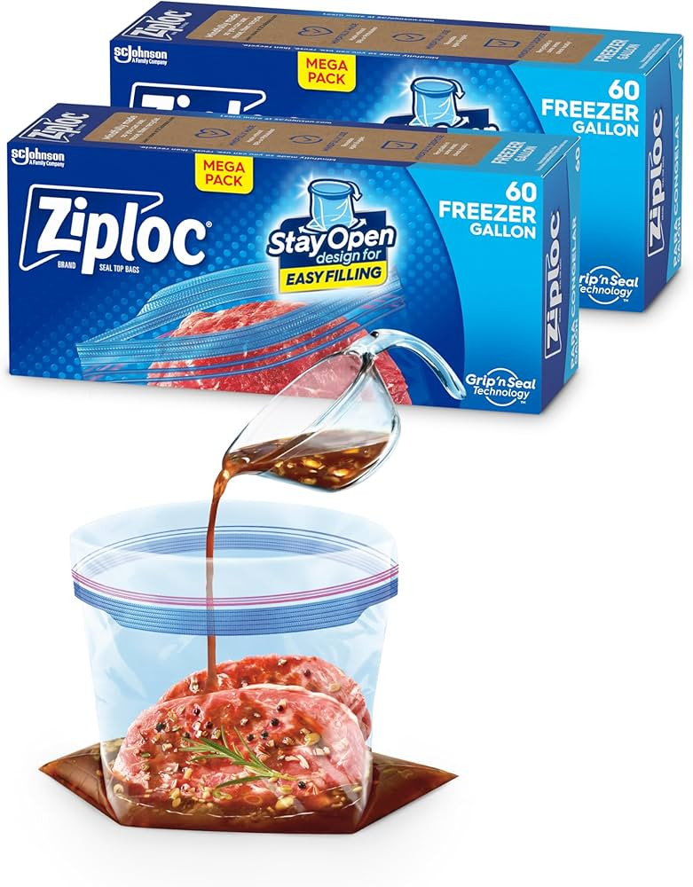 Ziploc Gallon Food Storage Freezer Bags, Stay Open Design with Stand-Up Bottom, Easy to Fill, 120... | Amazon (US)