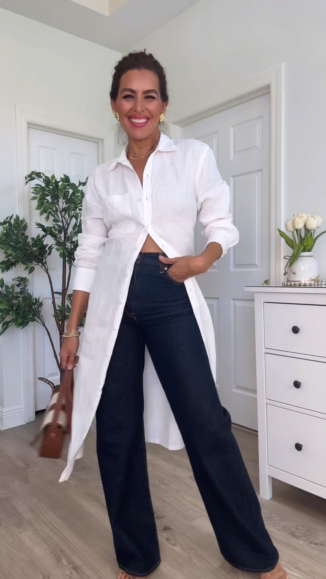 Size s in shirt dress. Is oversized! Jeans in 26” x34” . 

#LTKOver40 #LTKSaleAlert #LTKSeasonal