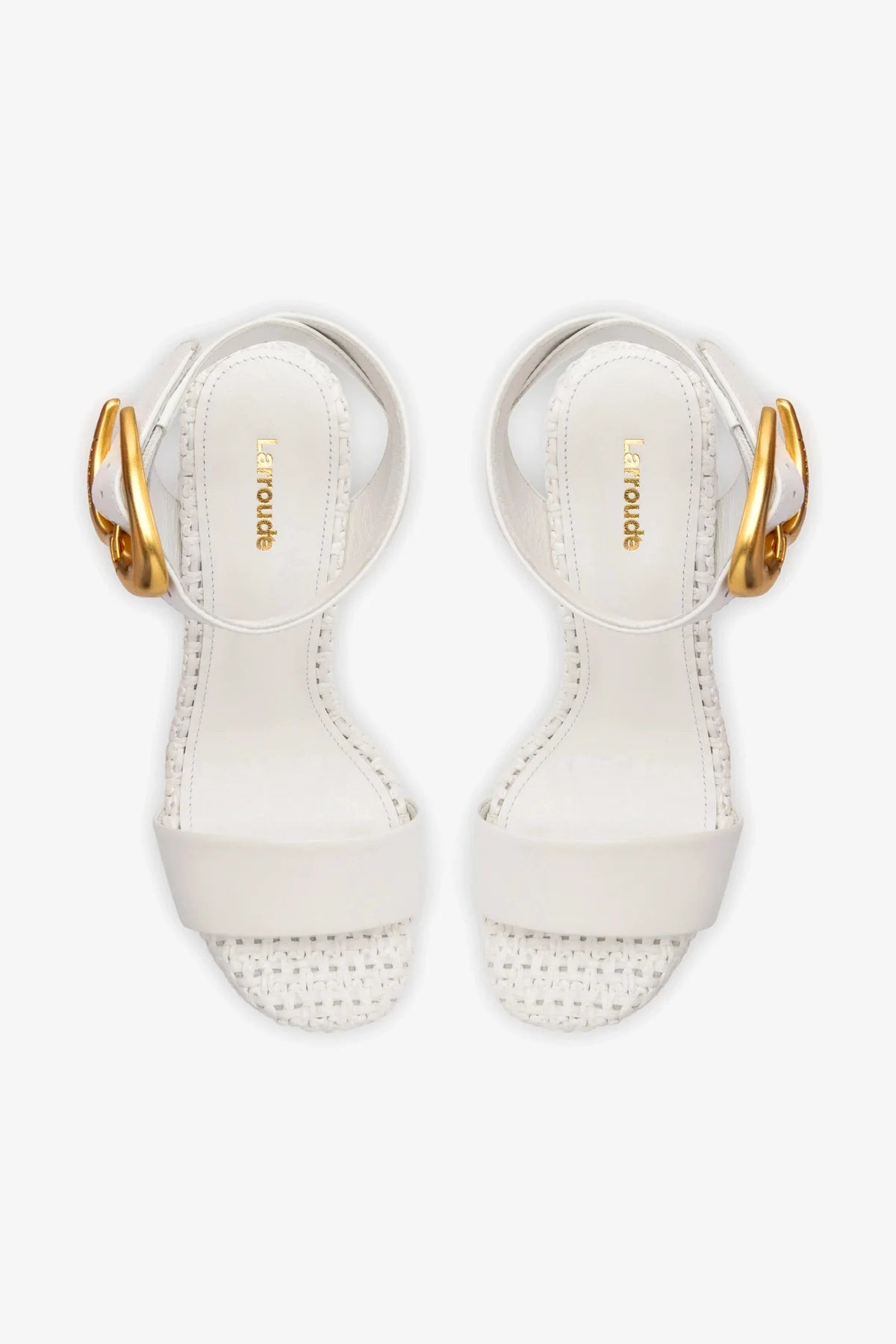 Dolly Verona Sandal In White Leather and White Raffia | Larroude