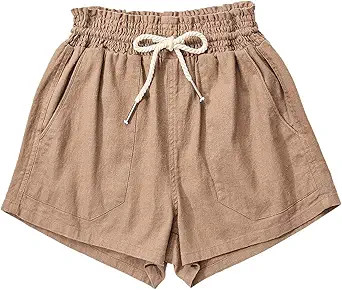 urbandaizy Women's Casual Elastic Waist Striped Summer Beach Shorts with Pockets | Amazon (US)